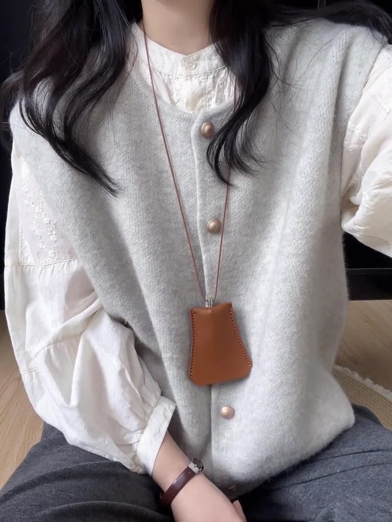 Japanese Retro Corduroy Lapel Shirt & Knit Vest Layered Set for Fall/Winter