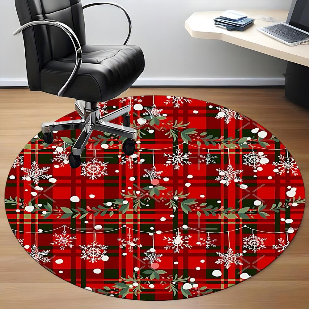 1pc Christmas Plaid Office Round Rug, Non-slip, Soft and Durable Office Rug for Interior Decoration, Perfect for Office, Beautiful Decoration yy260324