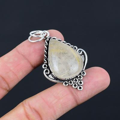 Dohoda na Deň dcér Prívesok Boho 925 striebro Prírodný zlatý rutil Zasadený Šperky