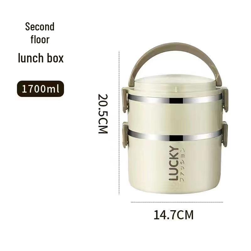 Large Capacity Double-Layer Stainless Steel Insulated Portable Lunch Box for Office Workers & Students.