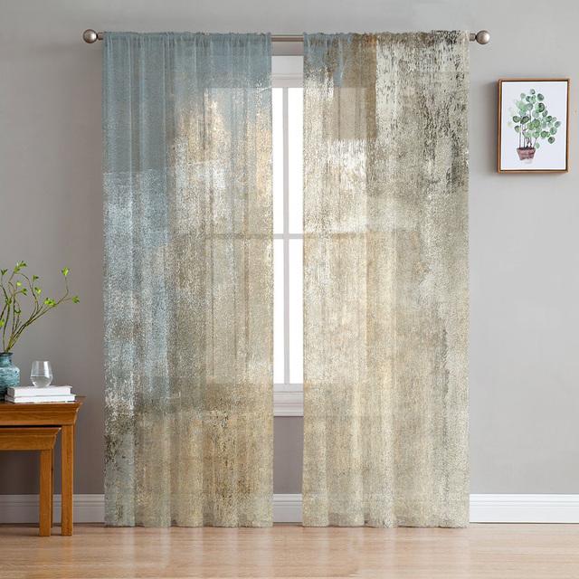 Niebieskie abstrakcyjne kolory Sheer zasłony do salonu sypialnia Home Decor kuchnia tiul do okien woal zasłony
