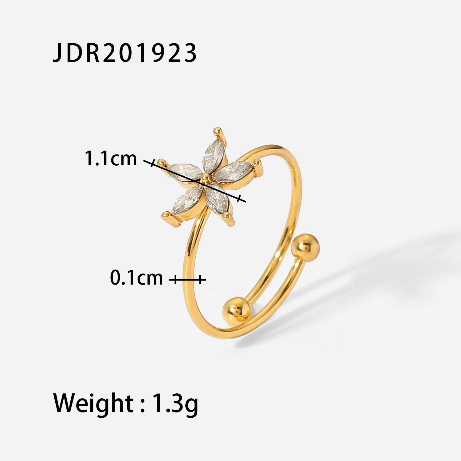 INS Internet celebrity same ring waterproof stainless steel 18K gold-plated jewelry opening irregular square crystal zircon ring women