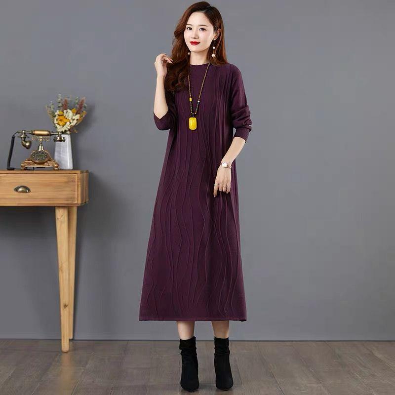 Retro Artistic Knitted Dress Women's Inner Sweater Dress Long Knitwear Autumn and Winter Long Pullover Casual Pullover