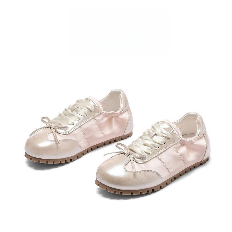 Bow soft sole flat bottom pink ballet shoes casual moral training shoes little white shoes women's 2025 spring and summer new women's shoes