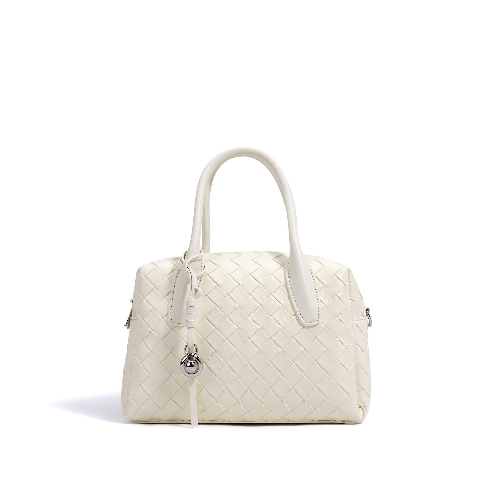 

2025 Женская сумка на плечо из натуральной кожи с ромбовидной стежкой - Модная и универсальная грязно-белый