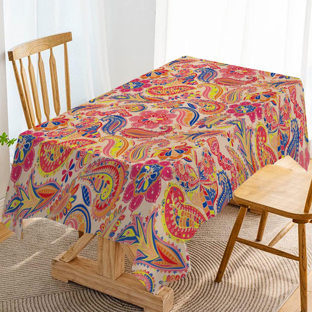 Paisley Flower Peony Household Anti-fouling Tablecloth Rectangular Coffee Table Waterproof and Oil-proof Fabric Mantel Mesa