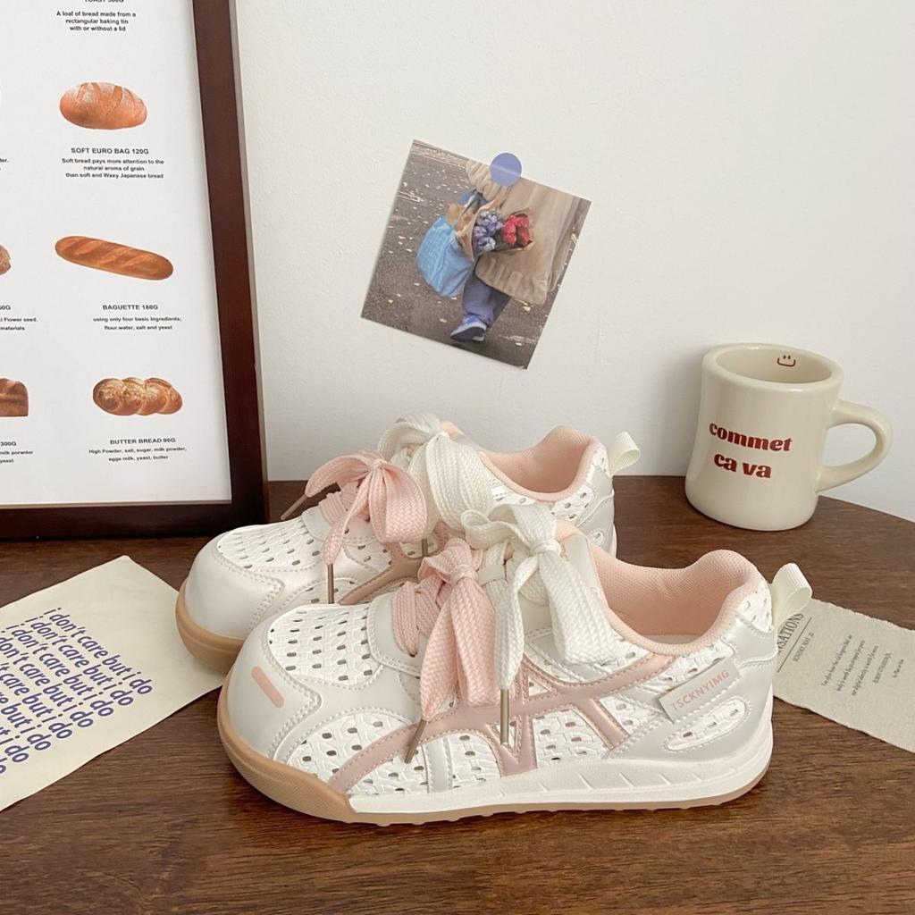 2025 summer new ugly cute hollow hole fashion little white shoes women's German training niche breathable woven sports shoes