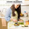 Ceramic Salad Bowl Green Cooking Pan Handle Ovenware Kitchen Noodle Bowl Breakfast Pot Small Milk Warming Household