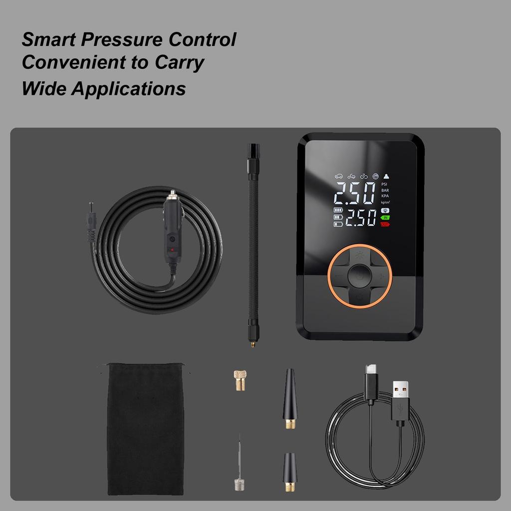 Portable Air Compressor 130 PSI Tire Inflator with LED Smart Air Compressor for Car Bike Auto Truck Road Outdoor Balloon Ball