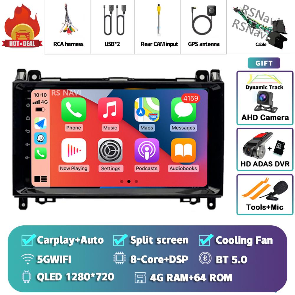Android 14 Carplay Auto For Benz B200 Car Radio 4G+WIFI Player Multimedia Stereo 360 Camera Navigation Video Head Unit AI Voice