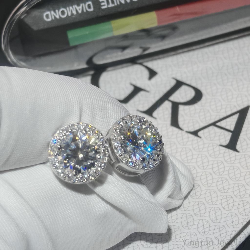 Orecchini Hip Hop Miami 5,0 mm 6,5 mm 8,0 mm Argento 925 Passano il Test Con Certificato GRA Orecchini in Moissanite D VVS1