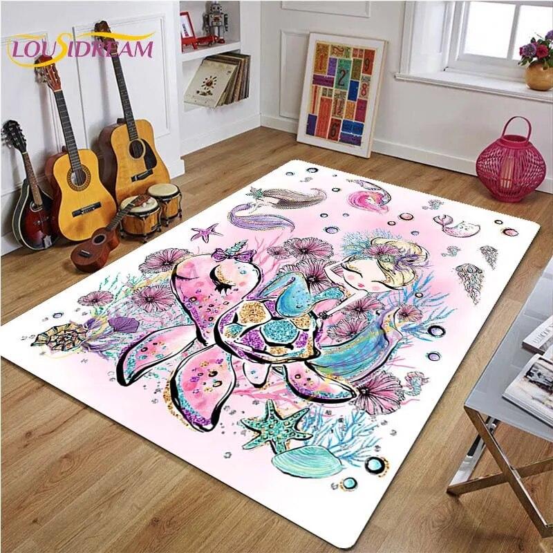 

Мультфільм «Русалка на черепаховому килимку». Милий рожевий килимок «Русалка». Великі килимки для вітальні, спальні. Килимок. Подарунки. Декор кімнати для дівчинки. 40cm x 60cm