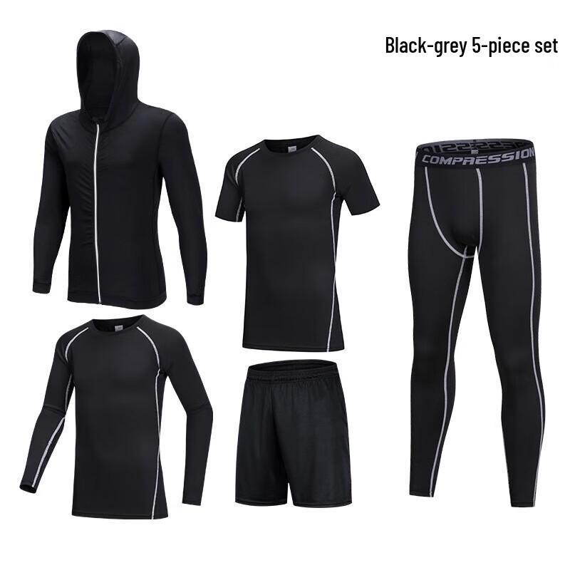 WEZHO Boys Quick-Dry Compression Basketball Training 5-Piece Set