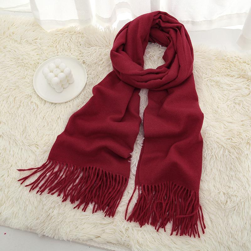 New solid color Maillard autumn and winter scarf versatile imitation cashmere scarf women's high-end warm scarf shawl