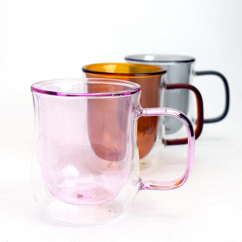 Maehata Insulates Hot and Colored Nuit Mug, Heat-Resistant Glass, Double-Walled, Cold, Thermoglass, 275ml,