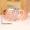 Rose Gold Color Hollow Out Leaf Pattern Zircon Ring for Women Fashion Jewelry Gift Party Wedding