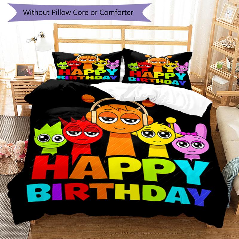 3pcs Sprunki Game3 Pattern Bedding Set Duvet Cover Set Includes Duvet Cover &pillowcases, Perfect All Season Bedroom Decoration & Gift