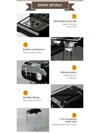 European/Australian Standard Semi-Automatic Coffee Machine with High-Pressure Extraction and Steam Milk Frothing