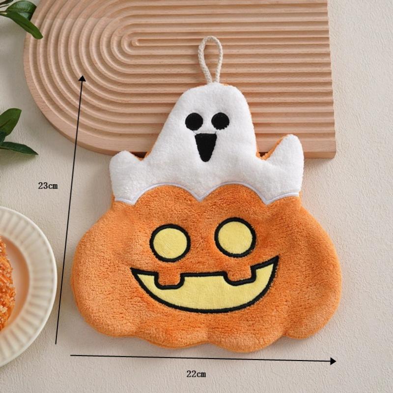 Halloween Handtücher Ultra Saugfähig Korallenfleece Kürbis Geist Pirat Handtuch Mit Aufhängeschlaufe Für Zuhause & Küche