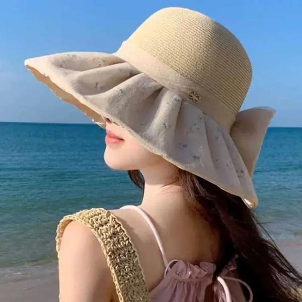 WTEMPO Bow Tie Women's Sun Protection Spring and Summer Printed Breathable Sun Hats, Beach Patchwork Bucket Hats