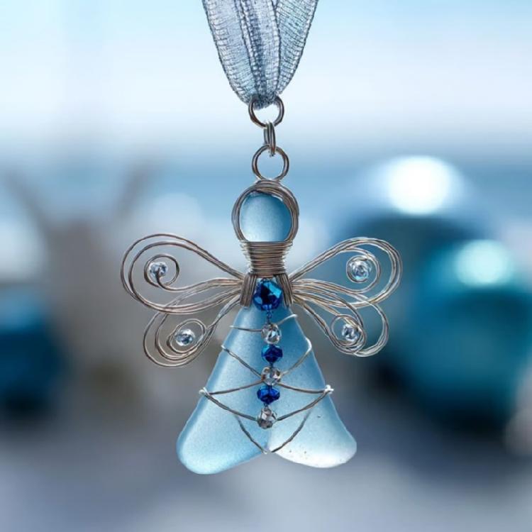 Multicolored 2D Flat Angelic Pendant Christmas Tree Acrylic Hanging Ornament for Festives Holiday Decors Charm Gifting