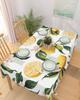 Summer Lemon Flower Green Leaves Rectangle Tablecloth for Table Decor Reusable Kitchen Dining Tablecloth Holiday Party Decor