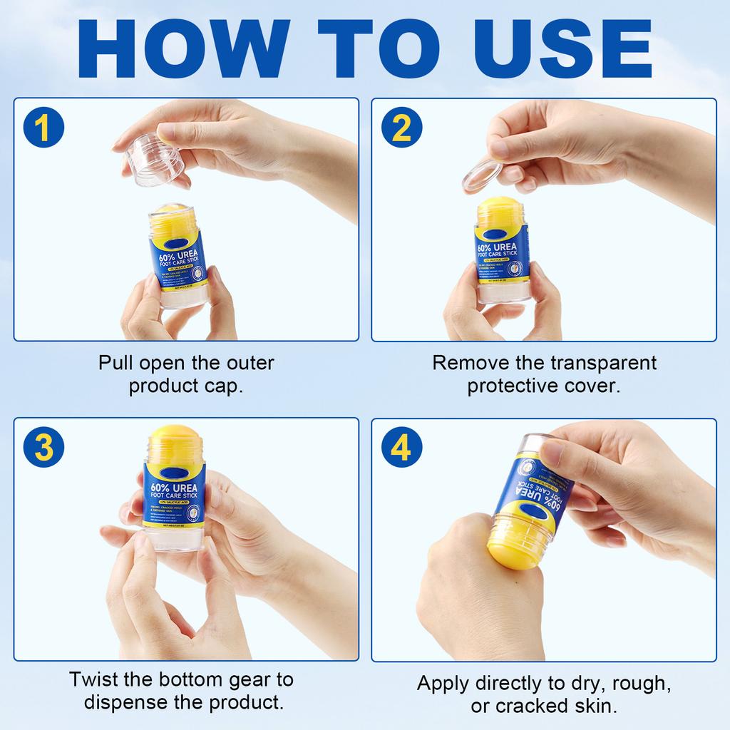 Krem for fotpleie med urea, Fuktighetsgivende og eksfolierende fotpleiestift, Mot tørrhet og sprekker, Ikke-fettete 40g