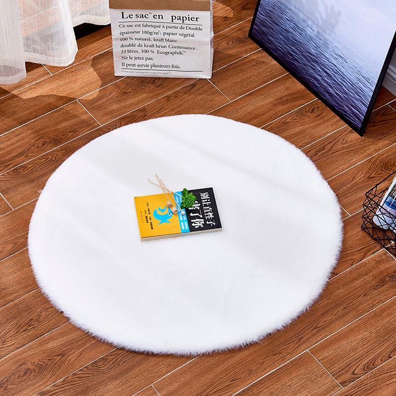 Imitation Rabbit Fur Round Floor Mat for Living Room or Bedroom
