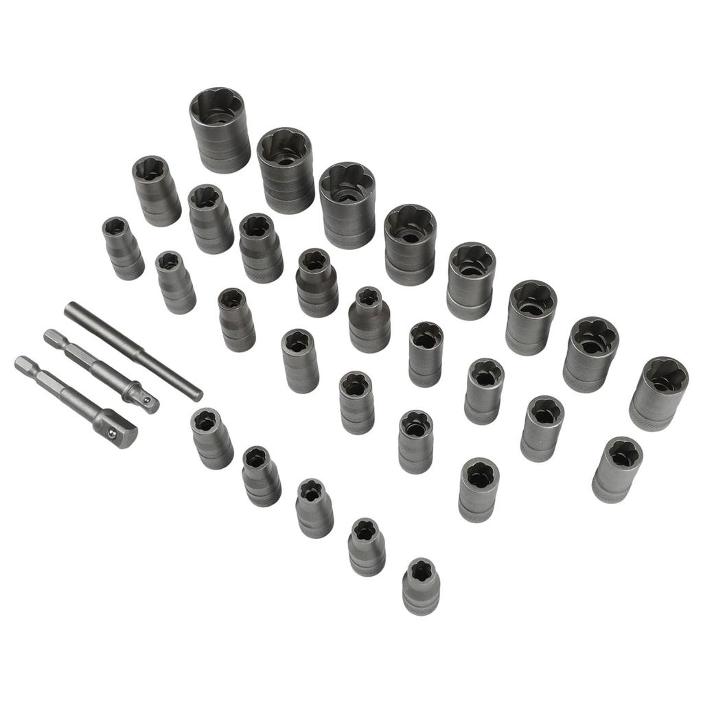 For Garage Use Bolt Extractor Kit Adapter Set Nut Remover Tool 28 Pcs Set Adapter Included Comprehensive Size Range