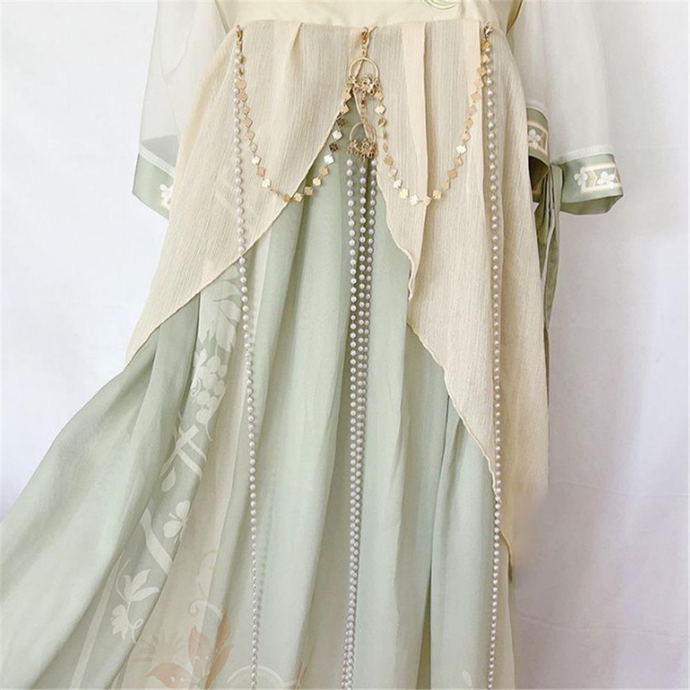 Detachable Hanfu Waist Chain Long Tassel Alloy Press Chain Hanfu Outfit Accessories  for Women