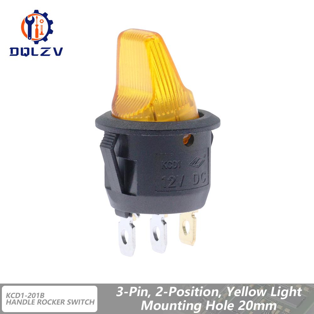 Rocker Switch 12V LED Illuminated Lamp Specail Round Rocker/Toggle Switch 3Pin 2Position Multi-function Power Accessory 1PCS