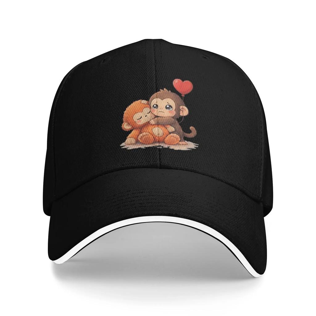Baby Macaque Hugging Plush Cute Monkey Punch Baseball Cap  Hiking Fishing SunProof Trucker Hat UnisexTeens  Cute Baseball Caps