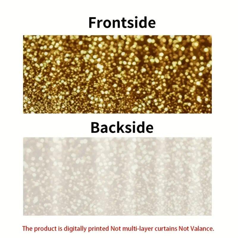 2pcs- Christmas golden sequin Christmas print curtains, pole bag curtains, home decoration, room decoration, 30*65 inches