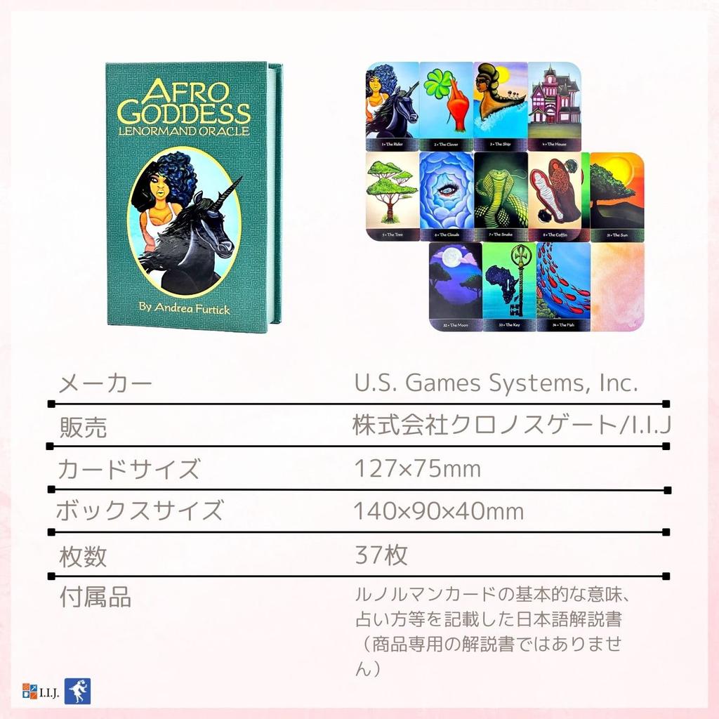 I.I.J Lenormand Cards, Afro Goddess Lenormand Oracle, Fortune Telling, with Japanese Instructions, Authentic