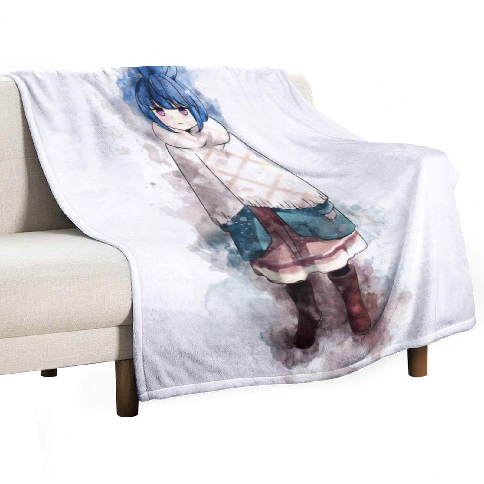 

Laid Back Camp - Rin *Watercolor* Throw Blanket Luxury Thermals For Travel Plush Large Blankets 30x40in