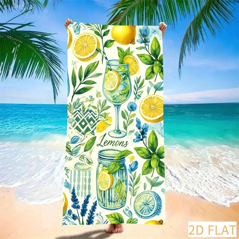 Watercolor Lemon Beach Towel - Super Absorbent Quick Dry Microfiber Soft Sand-Free Blanket For Picnic, Travel & Outdoor Relax
