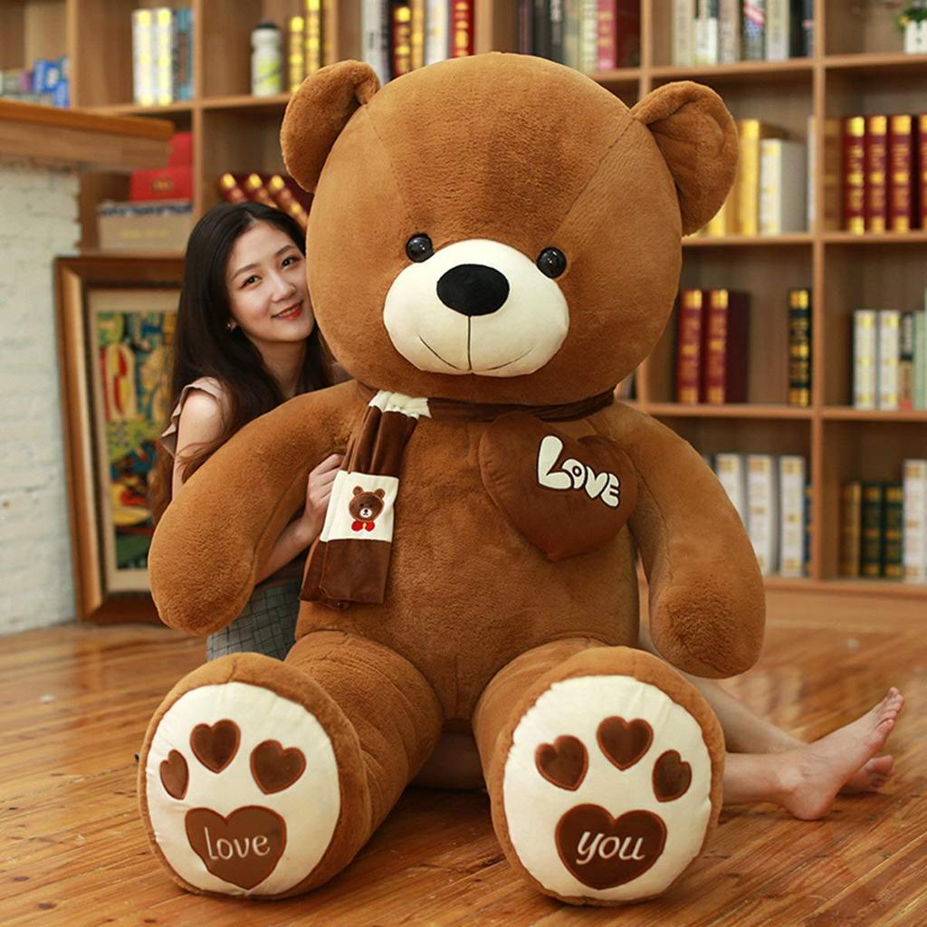 AMIRA TOYS Large Teddy Bear Plush Toy with Scarf - Cute Bear Stuffed Animal - Perfect Gift (Pink, 120cm)