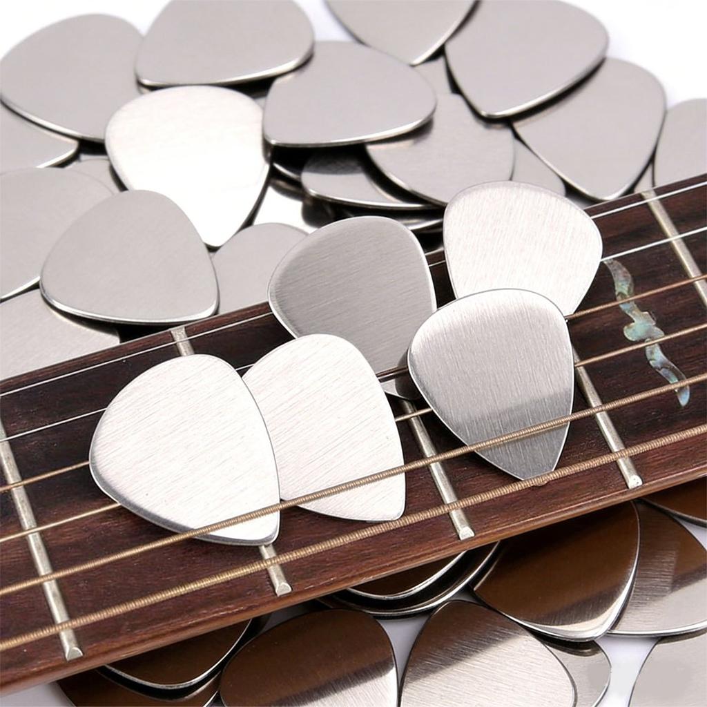 6Pcs 0.3mm Stainless Steel Picks, Sturdy Durable Metal Plectrums, Perfect for Acoustic Guitar, Electric Guitar, Ukulele ZSY