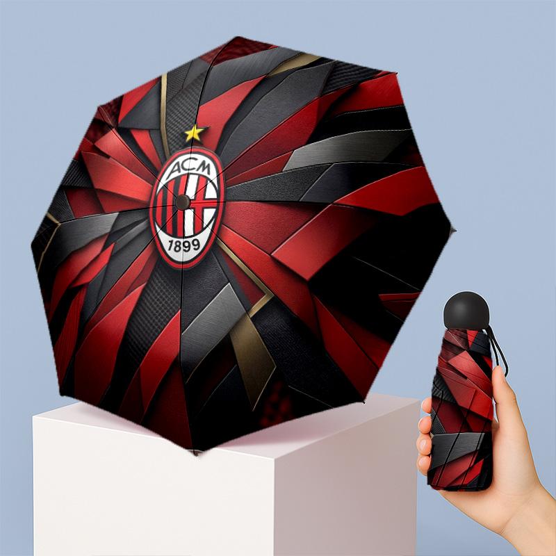 AC Milan Pattern Printed Mini 5 Folds 8 Ribs Compact Umbrella Windproof Waterproof Lightweight Portable Folding