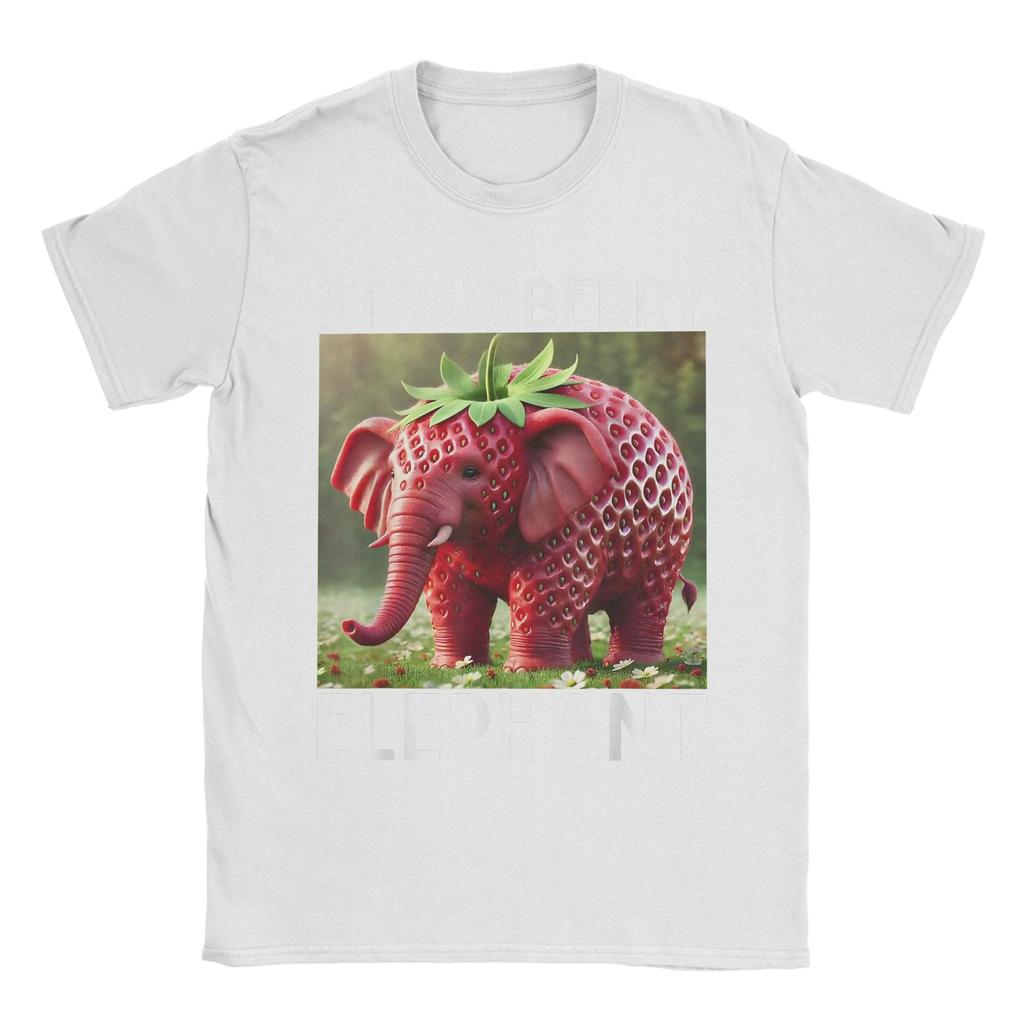 Strawberry Elephant Italian Brainrot Meme T Shirt Men's 100% Cotton Novelty T-Shirt Crew Neck  Tee Shirt Short Sleeve Tops