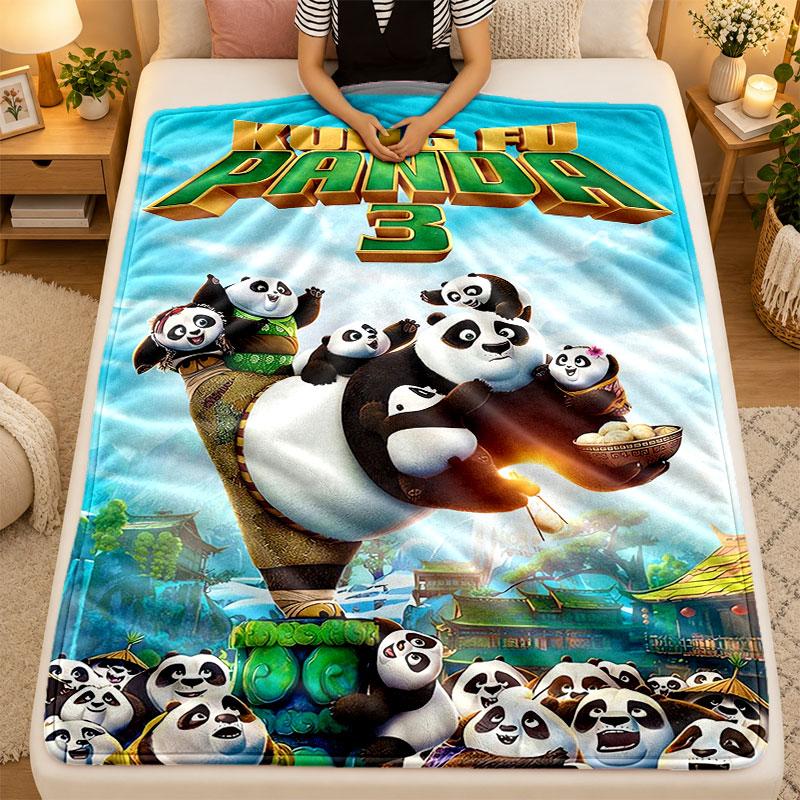 Flannel BlanketKung Fu Panda Warm Soft Throw Blanket for Indoor Sofa Bed Living Room Use