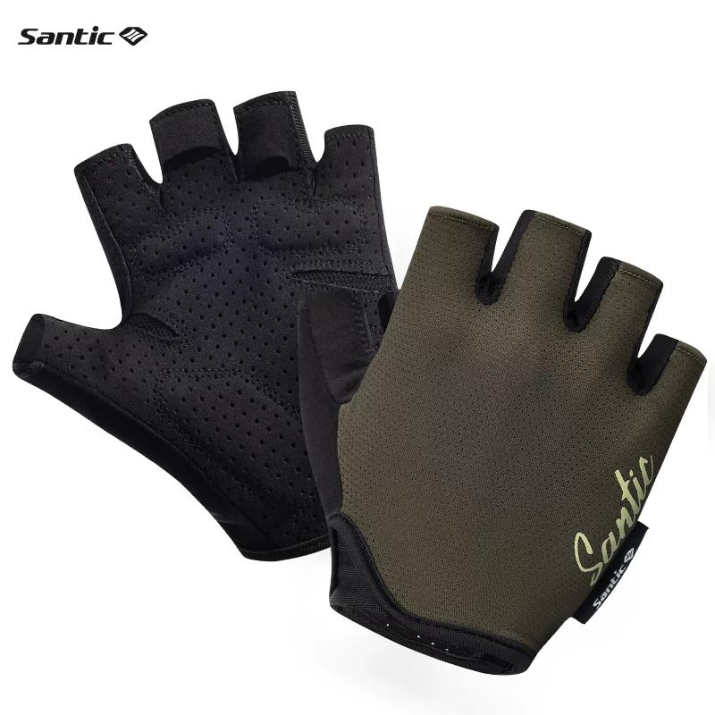 Santic Cycling Short-Finger Gloves Road Bike Sbr Cushioning Breathable Half-Finger Cycling Gear for Men and Women