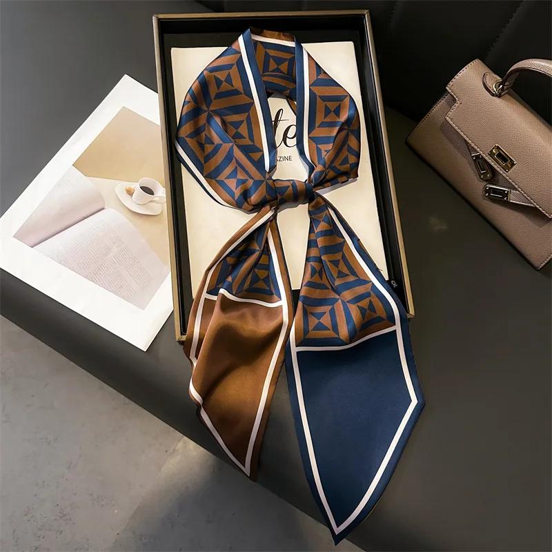 15x150 Ribbon Scarf Women Hairbands Foulard Imitation Silk Satin Neckerchief Scarves Long Bag Ties Decoration