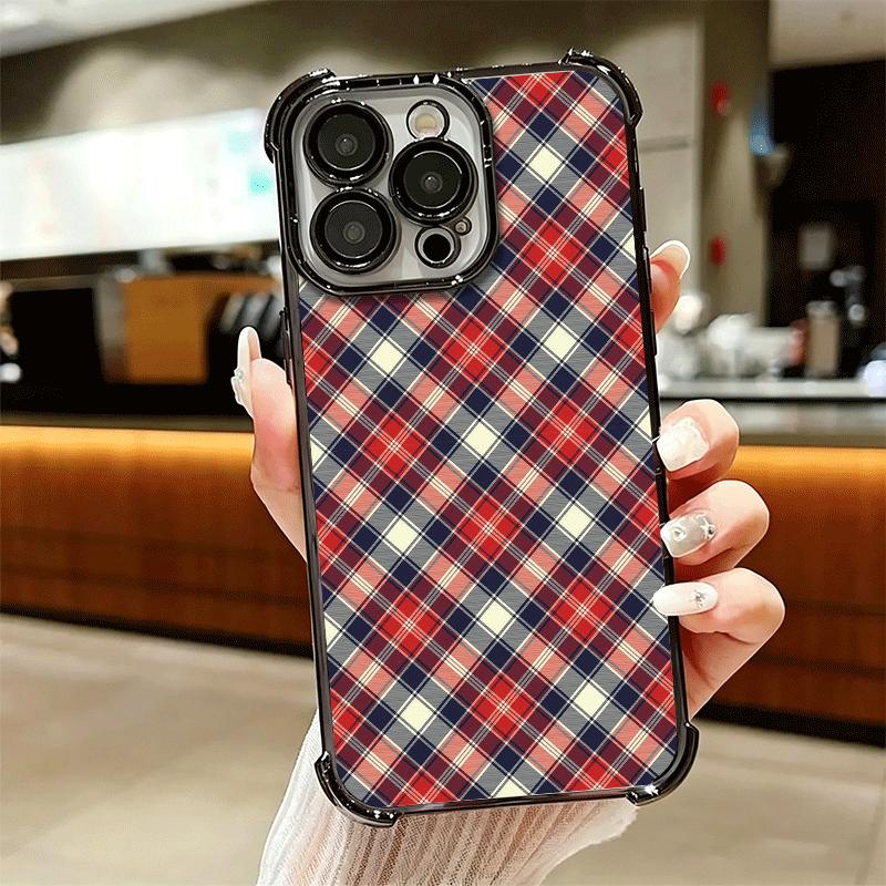 Clan Stewart Tartan Plaid Pattern Soft Phone Case For iPhone 15 16 17 Air 14 Pro Max 16E Plus 13 12 Mini Plating Anti-Fall Funda