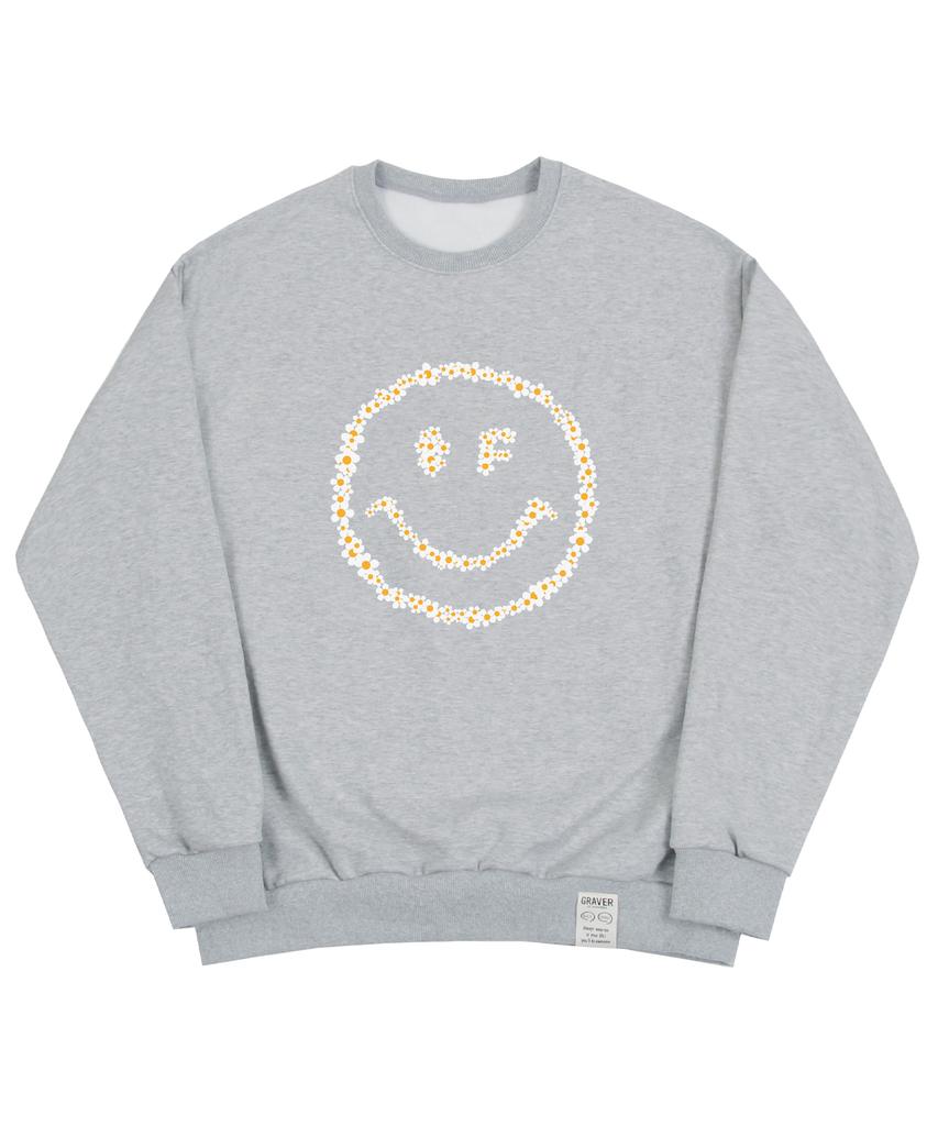 GRAVER [Unisex] Multiflower Dot Smile Sweatshirt_Gray