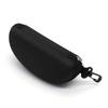 Portable Black Sunglasses Case with Zipper, Strap Hook, and Printed Design