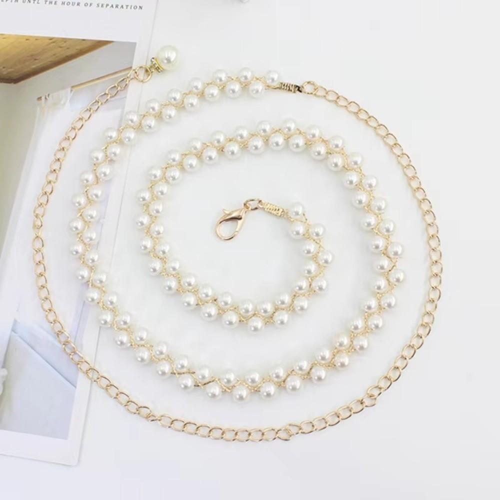 Thin Pearl Pendant Belt Adjustable Dress Skirt Belt Belly Chain Belt Women Dress Decoration
