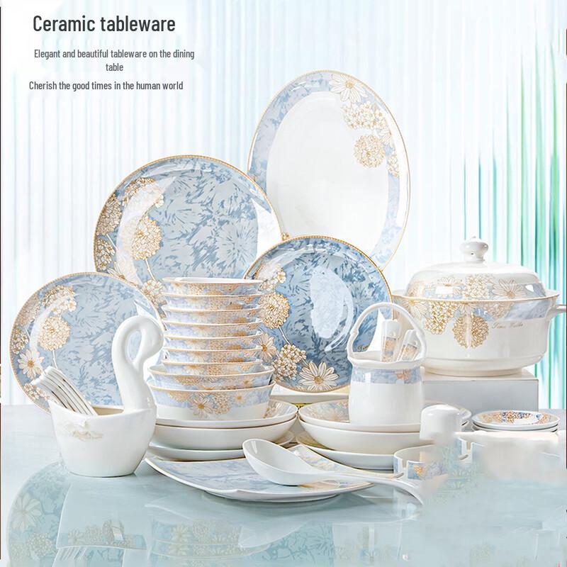 JINGRX Jingdezhen Ceramic Dinnerware Set