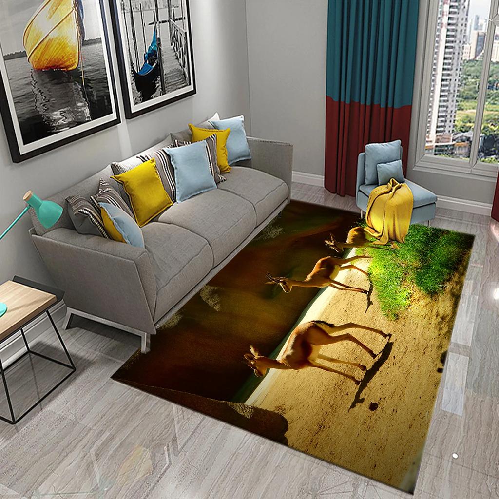 3D Antelope Carpet Lovely Animal Rug for Bathroom Kitchen Entrance Anti Slip Floor Carpet Living Room Bedroom Decoration Doormat