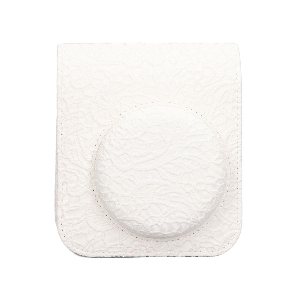 Instant Camera Protective Bag Vintage 3D Pattern Instant Camera Carrying Case for Fujifilm Instax Mini 12 White Lace